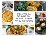 Menu de la semaine - Du 26 septembre au 02 octobre