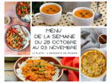 Menu de la semaine - Du 28 octobre au 03 novembre