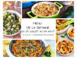 Menu de la semaine - Du 29 juillet au 04 août