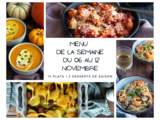 Menu de la semaine - Du 6 au 12 novembre