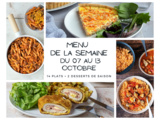 Menu de la semaine - Du 7 au 13 octobre