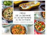 Menu de semaine - Du 30 septembre au 06 octobre