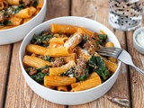 Pâtes aux merguez et épinards