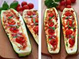 {Pizza boats} - Courgettes farcies façon pizza, mozzarella - tomate & chorizo