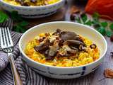 Risotto au potimarron, pleurotes et noisettes grillées