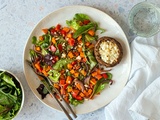 Salade de lentilles, patate douce, poivron et feta