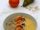 Smoothie-porridge bowl, poire & clémentine