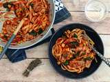 Tagliatelle à la canette, sauce tomate, épinards et courgette avec Quitoque