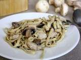 Tagliatelle aux truffes, crème poulet et champignons