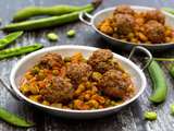 Tajine de kefta aux fèves et petits-pois