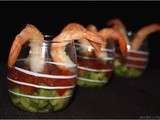 Verrines au tartare d'avocat - tomate et crevettes