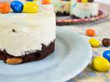 Cheesebrownie aux m&m’s & cacahuètes {cheesecake sans cuisson}