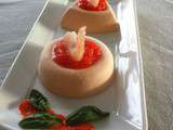 Mousse de gaspacho coulis de piquillos et crevettes