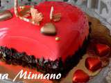 Entremet coeur d’amour glaçage miroir rouge