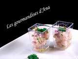 Tartare de bar et gambas aux oeufs de poissons volants