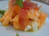 Fraicheur melon feta et jambon serranno