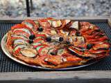 Tarte fine aubergines tomates et pesto rouge