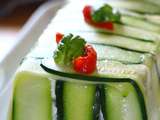 Terrine de chèvre frais aux courgettes,asperges vertes et tomates confites, vinaigrette d'herbes