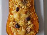 Butternut farcie au riz poulet champignons noisettes