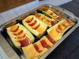 Courgettes Arlequin, jambon de pays et cheddar