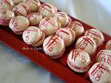 Macarons peints, ganache fraise