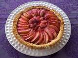 Tarte nectarines, noix de coco et pralines