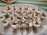 Verrine mousse de petits pois, crème et croustillant de lard