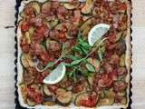 Tarte salée à la ratatouille de courgettes et à la saucisse italienne