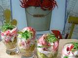 Verrine de crabe des neiges, de concombre et d'orzo