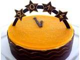 Bavarois mangue, insert passion sur dacquoise coco