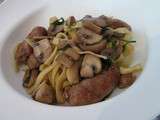 Tagliatelles aux champignons et saucisses