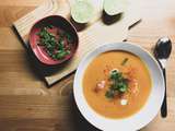 Soupe aux patates douces, carottes et lait de coco