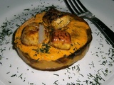 Butternut coquilles Saint-Jacques sauce corail