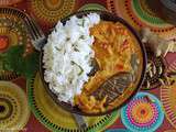 Curry d'aubergines rôties avec cardamome fumée et lait de coco