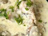 Poulet, sauce cremeuse a l'ail et champignons