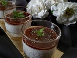 Pudding au lait de coco, graines de chia et coulis de fraises