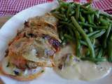 Blancs de poulet et jambon aux champignons gratinés