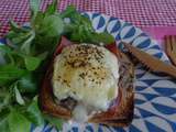 Bruschetta à la crème ce champignons, jambon cru et raclette