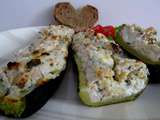 Courgettes farcies au jambon de poulet fumé et chèvre frais -light