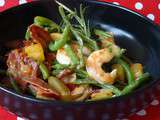 Crevettes aux pommes de terre et haricots verts au chorizo -light