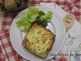 Croque monsieur au jambon et crème de champignons