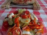 Escalope de poulet aux légumes, sauce roquefort -light