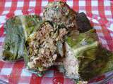 Feuilles de blette farcies au boeuf, merguez et courgette -light