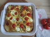 Flan salé aux champignons, billes de mozzarella et tomates cerises