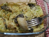 Gratin de noix de Saint-Jacques aux morilles et ravioles du Dauphiné