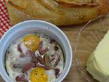 Oeufs cocotte au magret de canard séché et champignons