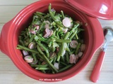 Poêlée de haricots verts aux knacks et lardons