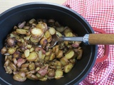 Pommes de terre rissolées aux champignons et poitrine fumée