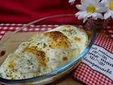 Raviolis aux champignons et Serrano, gratinés à la crème épaisse et mozzarella