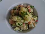 Salade avocat, radis, asperges et crabe